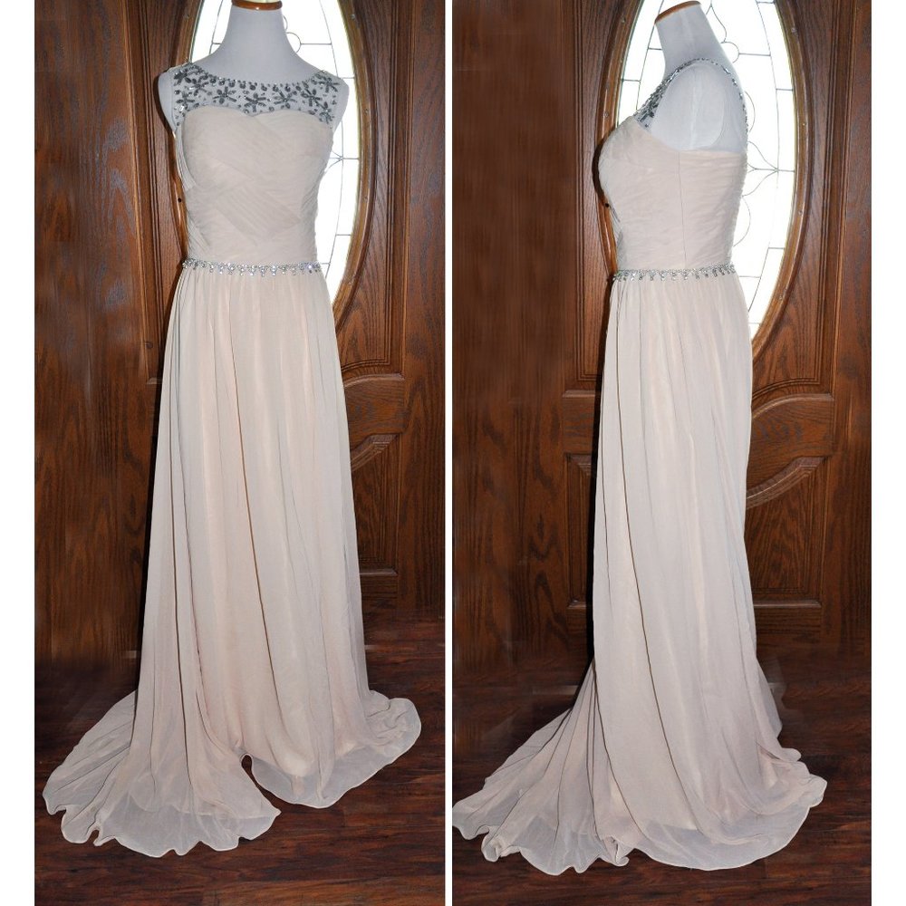 Dressystar Nude Beaded Chiffon Sleeveless Sweetheart Bodice Formal Gown Sexy